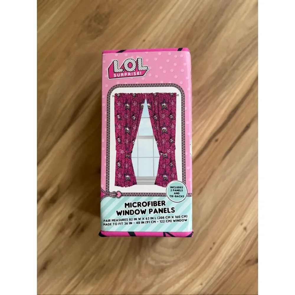 L.O.L. Surprise! Kids 2 Piece Light Filtering Bedroom Curtain Set, 63